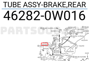 Nissan 462820W016 TUBE ASSY-BRAKE,REAR