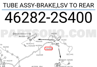 Nissan 462822S400 TUBE ASSY-BRAKE,LSV TO REAR