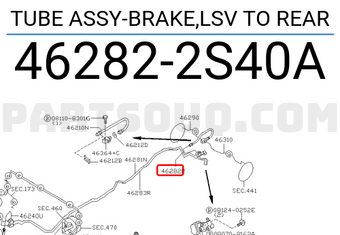 Nissan 462822S40A TUBE ASSY-BRAKE,LSV TO REAR