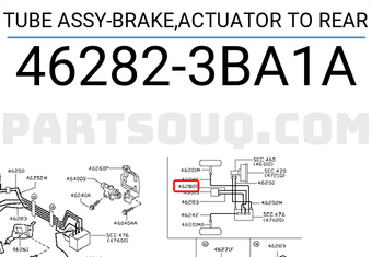 Nissan 462823BA1A TUBE ASSY-BRAKE,ACTUATOR TO REAR