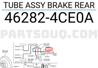 Nissan 462824CE0A TUBE ASSY BRAKE REAR