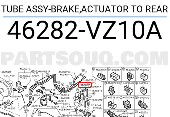Nissan 46282VZ10A TUBE ASSY-BRAKE,ACTUATOR TO REAR