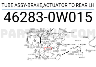 Nissan 462830W015 TUBE ASSY-BRAKE,ACTUATOR TO REAR LH