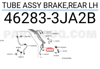 Nissan 462833JA2B TUBE ASSY BRAKE,REAR LH