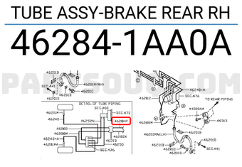 Nissan 462841AA0A TUBE ASSY-BRAKE REAR RH