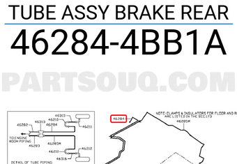 Nissan 462844BB1A TUBE ASSY BRAKE REAR