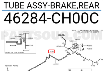 Nissan 46284CH00C TUBE ASSY-BRAKE,REAR