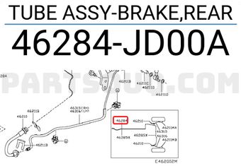 Nissan 46284JD00A TUBE ASSY-BRAKE,REAR