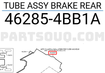 Nissan 462854BB1A TUBE ASSY BRAKE REAR