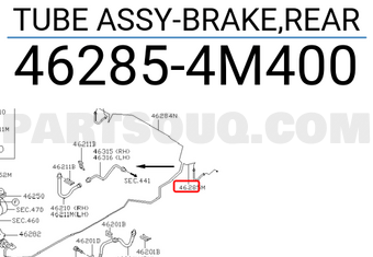 Nissan 462854M400 TUBE ASSY-BRAKE,REAR