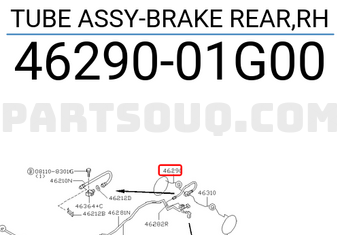 Nissan 4629001G00 TUBE ASSY-BRAKE REAR,RH