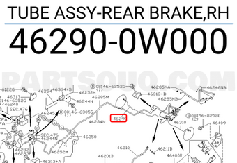 Nissan 462900W000 TUBE ASSY-REAR BRAKE,RH