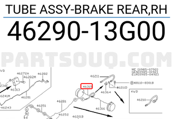 Nissan 4629013G00 TUBE ASSY-BRAKE REAR,RH