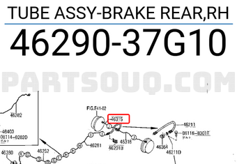 Nissan 4629037G10 TUBE ASSY-BRAKE REAR,RH