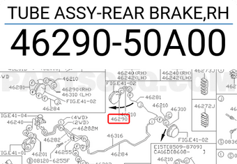 Nissan 4629050A00 TUBE ASSY-REAR BRAKE,RH