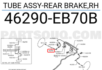 Nissan 46290EB70B TUBE ASSY-REAR BRAKE,RH