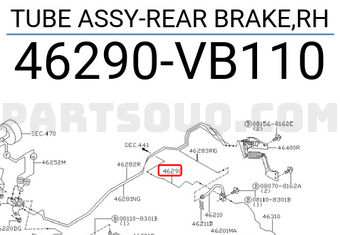 Nissan 46290VB110 TUBE ASSY-REAR BRAKE,RH