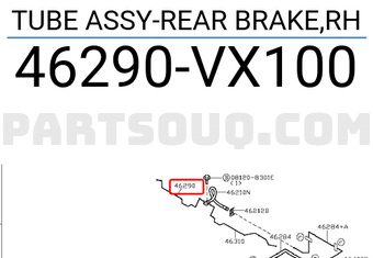 Nissan 46290VX100 TUBE ASSY-REAR BRAKE,RH