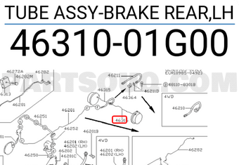 Nissan 4631001G00 TUBE ASSY-BRAKE REAR,LH