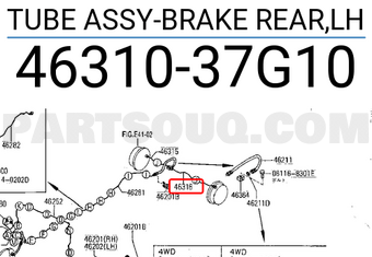 Nissan 4631037G10 TUBE ASSY-BRAKE REAR,LH