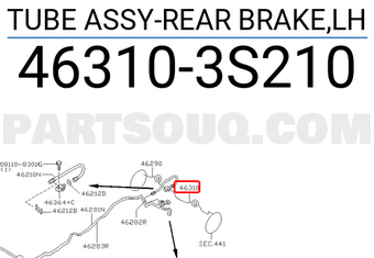 Nissan 463103S210 TUBE ASSY-REAR BRAKE,LH