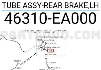 Nissan 46310EA000 TUBE ASSY-REAR BRAKE,LH
