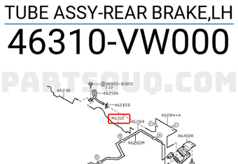 Nissan 46310VW000 TUBE ASSY-REAR BRAKE,LH