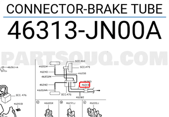 Nissan 46313JN00A CONNECTOR-BRAKE TUBE