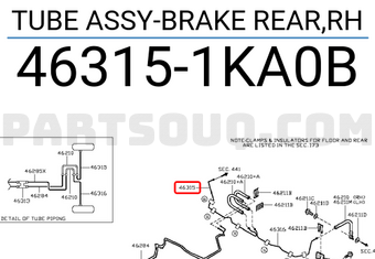 Nissan 463151KA0B TUBE ASSY-BRAKE REAR,RH