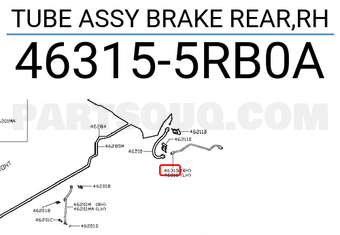 Nissan 463155RB0A TUBE ASSY BRAKE REAR,RH