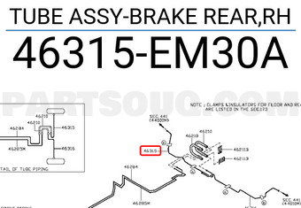 Nissan 46315EM30A TUBE ASSY-BRAKE REAR,RH