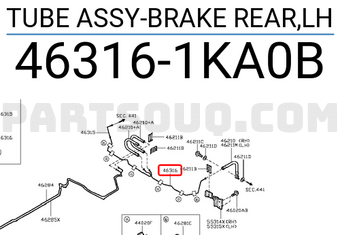 Nissan 463161KA0B TUBE ASSY-BRAKE REAR,LH