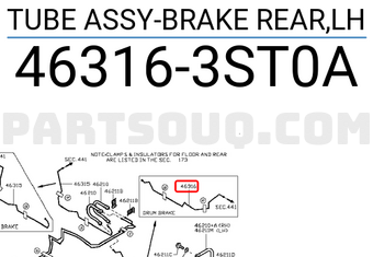 Nissan 463163ST0A TUBE ASSY-BRAKE REAR,LH