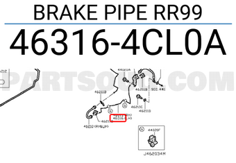 Nissan 463164CL0A BRAKE PIPE RR99