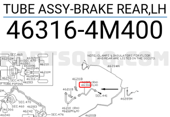 Nissan 463164M400 TUBE ASSY-BRAKE REAR,LH