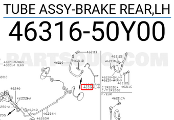 Nissan 4631650Y00 TUBE ASSY-BRAKE REAR,LH
