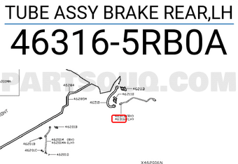 Nissan 463165RB0A TUBE ASSY BRAKE REAR,LH
