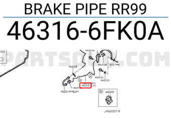 Nissan 463166FK0A BRAKE PIPE RR99