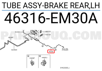 Nissan 46316EM30A TUBE ASSY-BRAKE REAR,LH