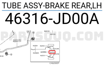 Nissan 46316JD00A TUBE ASSY-BRAKE REAR,LH