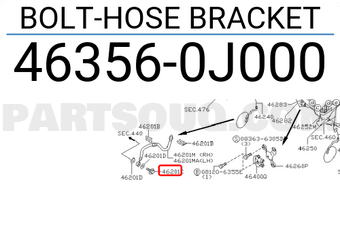 Nissan 463560J000 BOLT-HOSE BRACKET