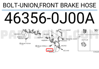 Nissan 463560J00A BOLT-UNION,FRONT BRAKE HOSE