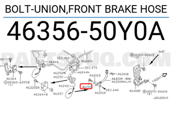 Nissan 4635650Y0A BOLT-UNION,FRONT BRAKE HOSE