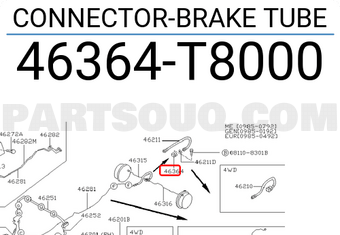 Nissan 46364T8000 CONNECTOR-BRAKE TUBE
