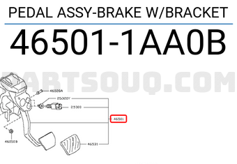 Nissan 465011AA0B PEDAL ASSY-BRAKE W/BRACKET