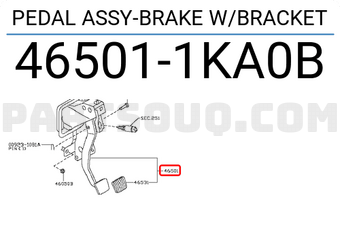 Nissan 465011KA0B PEDAL ASSY-BRAKE W/BRACKET