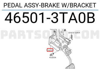 Nissan 465013TA0B PEDAL ASSY-BRAKE W/BRACKET