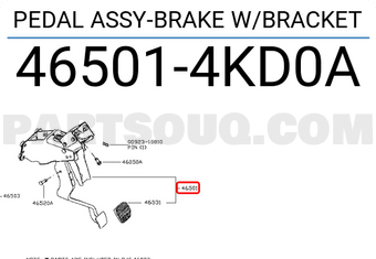 Nissan 465014KD0A PEDAL ASSY-BRAKE W/BRACKET