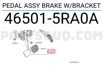 Nissan 465015RA0A PEDAL ASSY BRAKE W/BRACKET