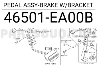 Nissan 46501EA00B PEDAL ASSY-BRAKE W/BRACKET